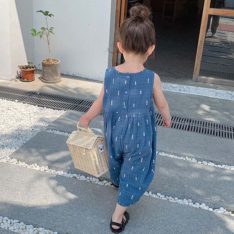 Áo liền quần cotton thời trang Hàn Quốc cổ điển cho bé gái