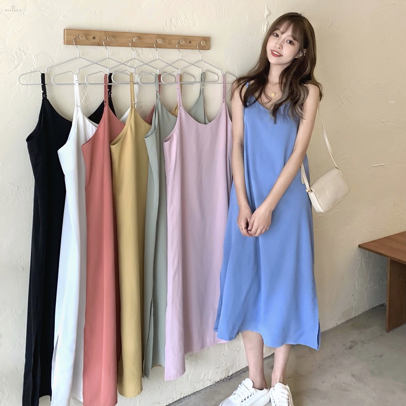 Đầm Yếm Cổ Tim Phong Cách Hàn Quốc Thanh Lịch Dành Cho Nữ