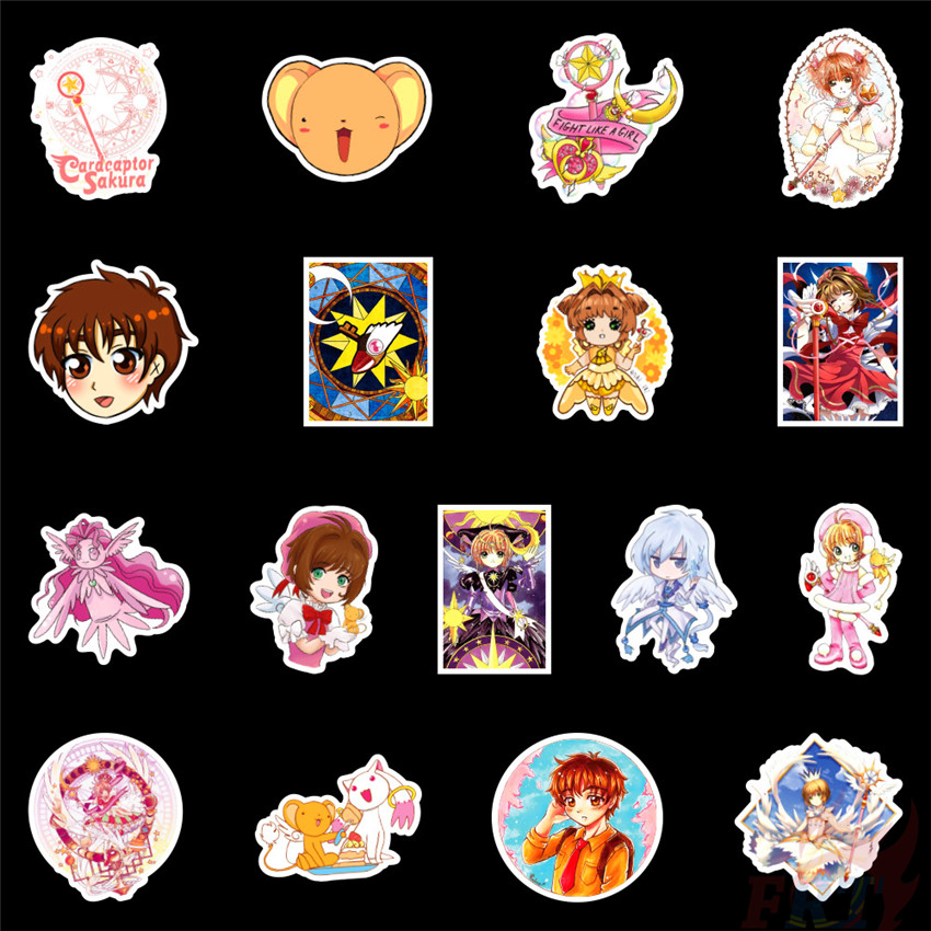 Set 100 miếng dán trang trí hình nhân vật Sakura dễ thương