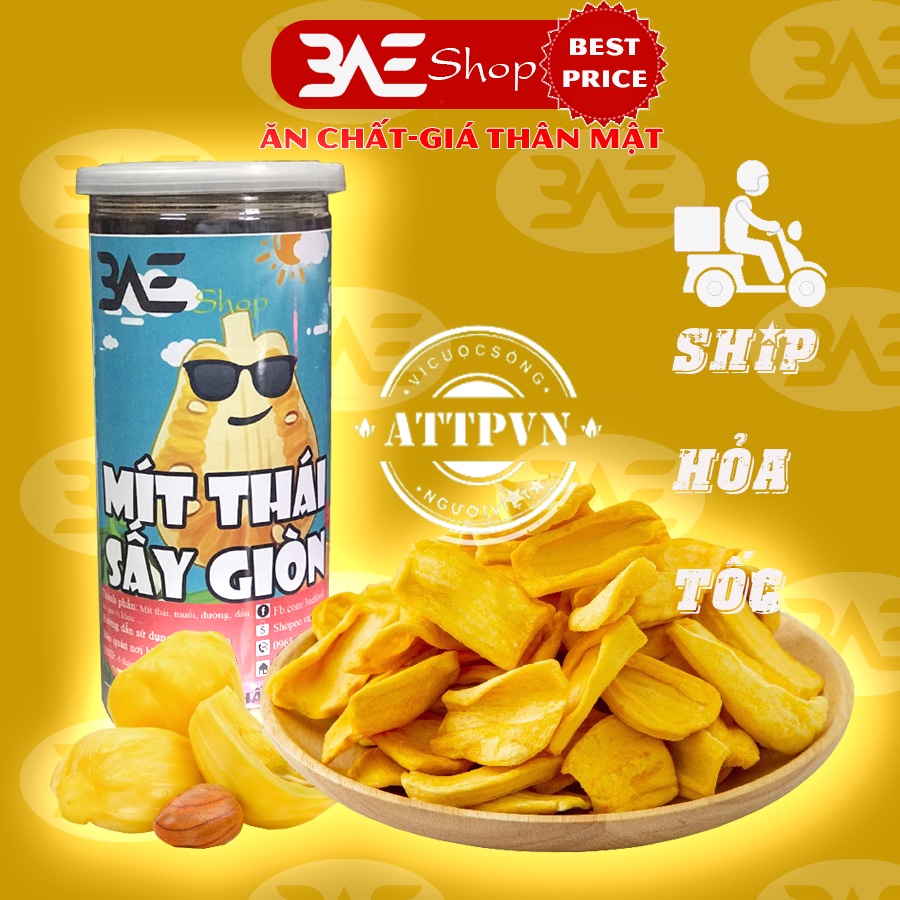 Mít Thái sấy giòn thơm loại hộp 200g shop 3AE đồ ăn vặt Hà Nội ngon bổ rẻ