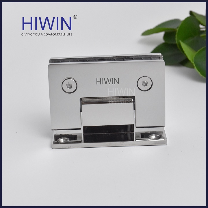 Bản lề phòng tắm kính 90 độ kính tường đế cân cạnh thẳng chất liệu inox 304 mặt gương HIWIN HG-009 (dày 5mm)