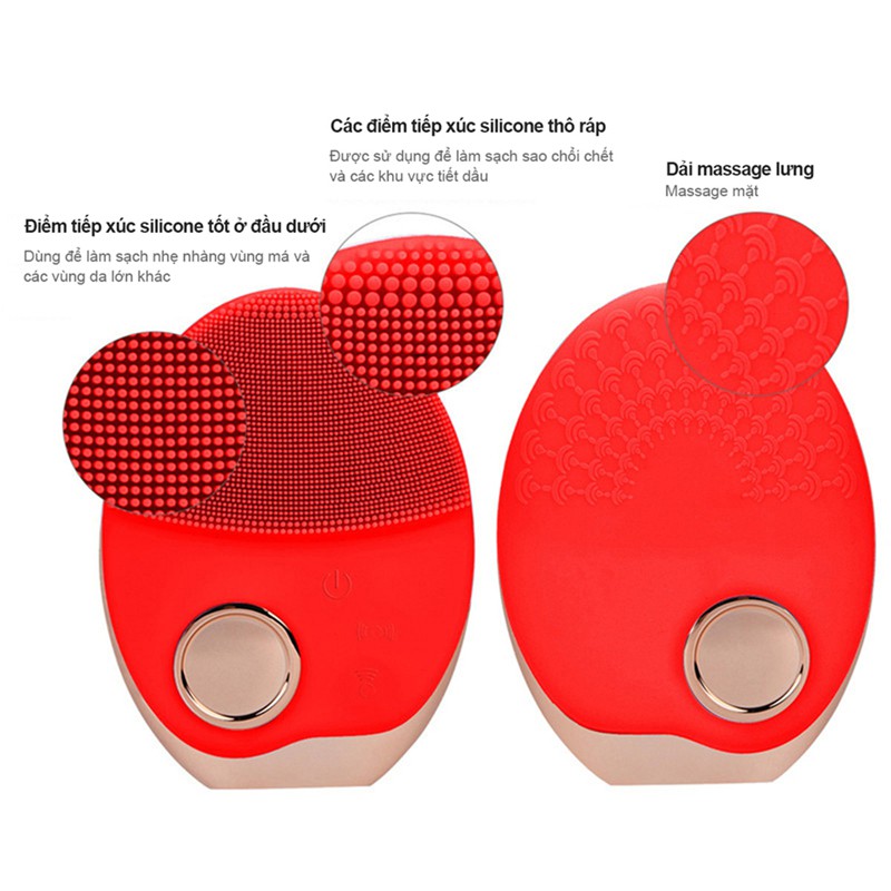 [Mã FMCGMALL - 8% đơn 250K] Máy rửa mặt CkeyiN chất liệu silicon sử dụng sóng siêu âm có đèn LED cao cấp | BigBuy360 - bigbuy360.vn