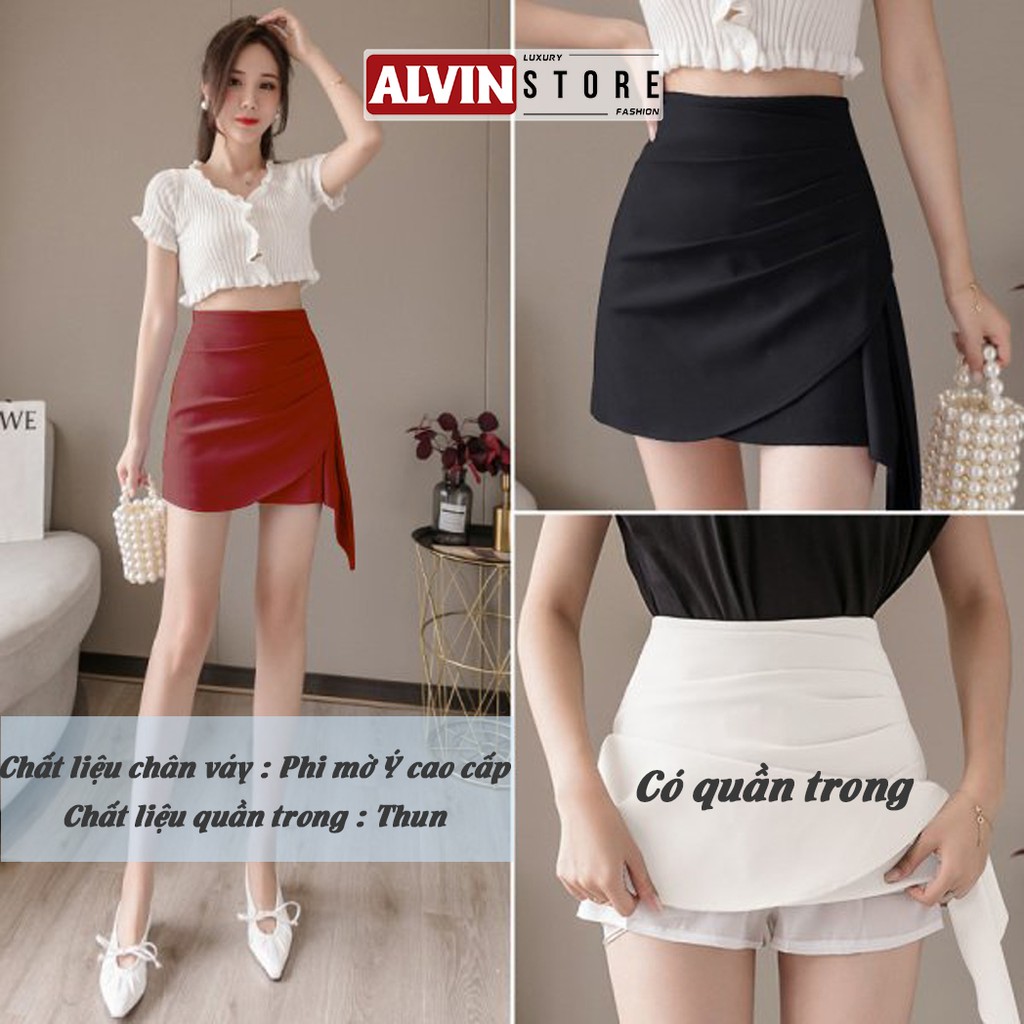 Chân Váy Chữ A Ngắn Xếp Ly Dáng Ôm Màu Đen, Trắng Bèo Hông Phong Cách Hàn Quốc Đẹp Alvin Store 13003