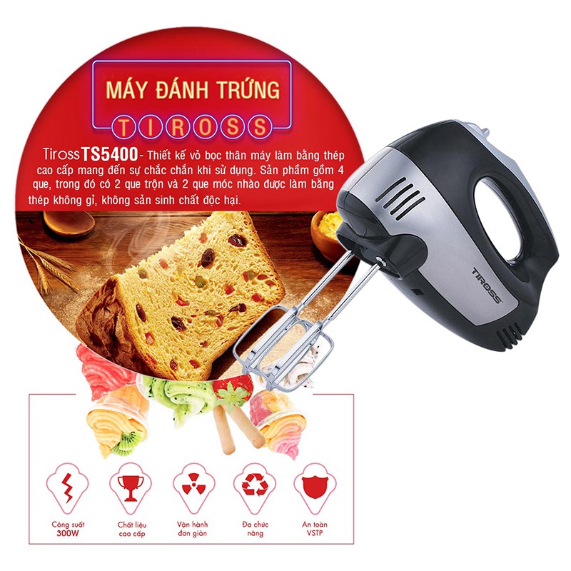 Máy đánh trứng Tiross TS5400 - Hàng Chính Hãng