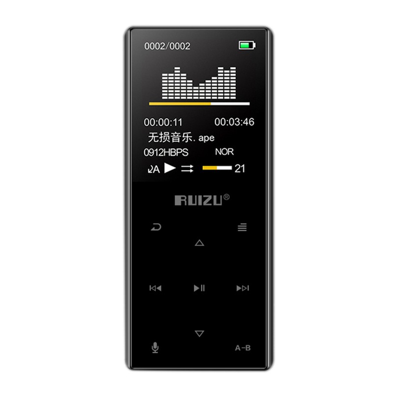 Máy nghe nhạc MP3 MP4 RUIZU D29 bằng kim loại Bluetooth nén HiFi hỗ trợ FM/ ghi âm/ sách điện tử/ đồng hồ (8GB Sier)
