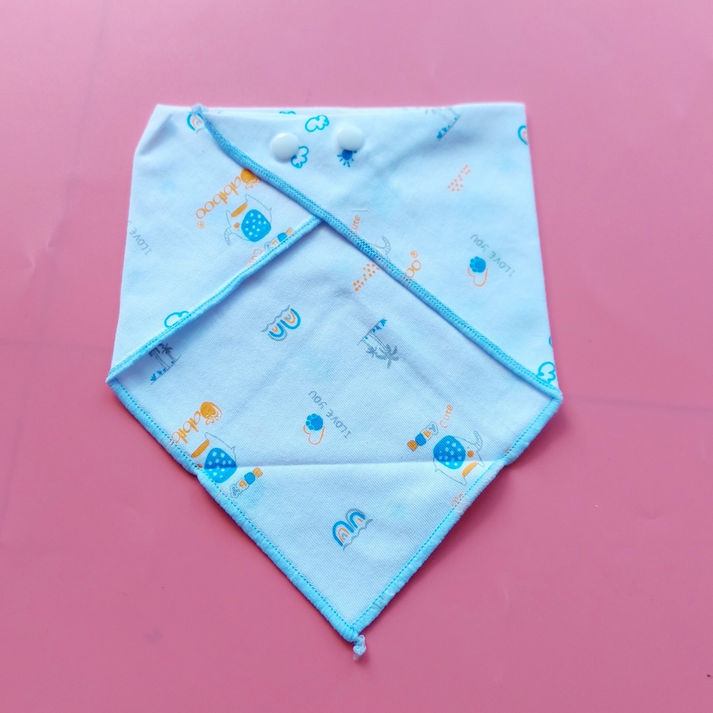 Khăn yếm cotton tam giác có cúc bấm họa tiết ngộ nghĩnh BABIBOO - BB136