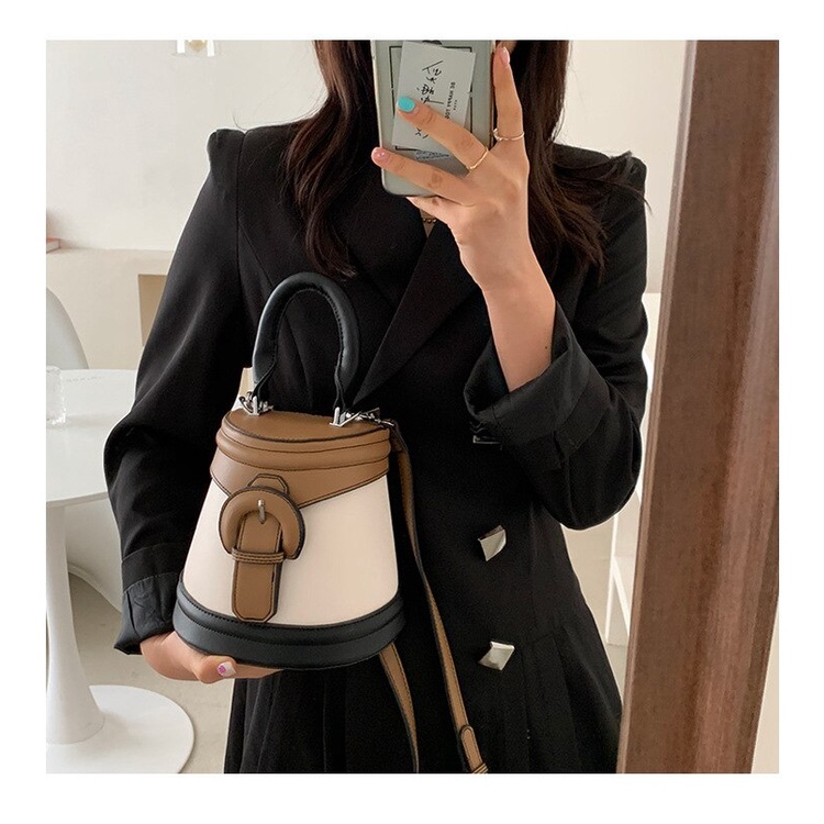 Túi xách JASMIN NOIR bằng da PU hình trụ phong cách retro thời trang giản dị cho nữ