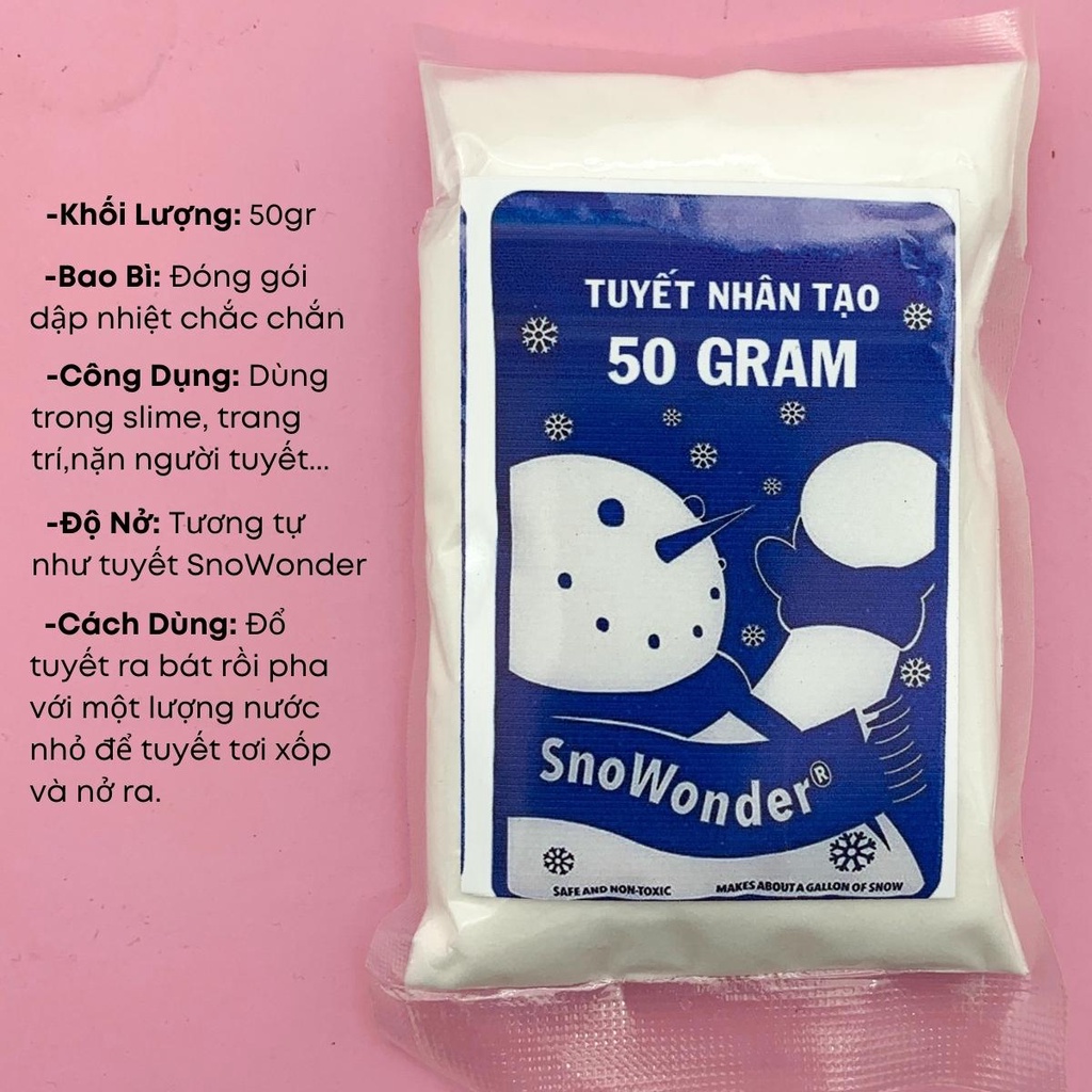 Tuyết Nhân Tạo Cao Cấp 50 gram - Nguyên Liệu Làm Slime Mây