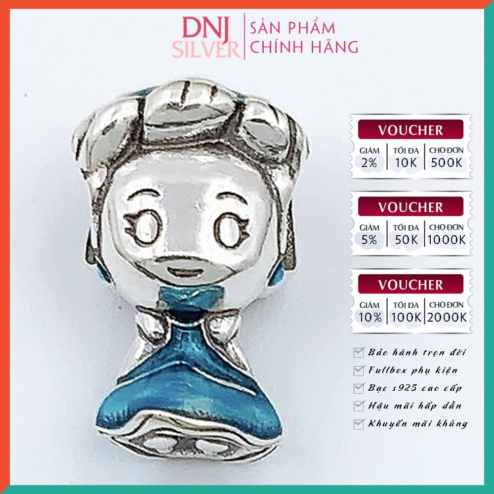 [Hàng cao cấp] Vòng tay bạc 925 cao cấp dành cho nữ - Vòng tay charm bạc Các nàng công chúa cổ tích - DNB011