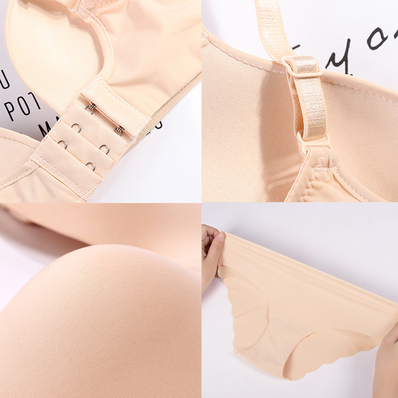 Bộ đồ lót nữ Ecmln với áo lót nâng ngực và quần lót màu trơn không lộ đường may