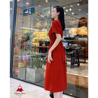 Váy Suông Dáng Dài Thắt Nơ Eo Lệch