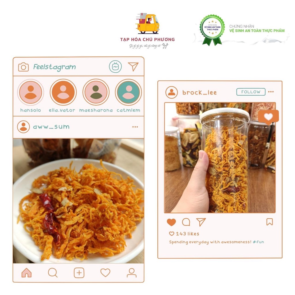 Khô gà bơ tỏi giòn ngon đậm vị - hũ 300g - Tạp hóa chú Phương