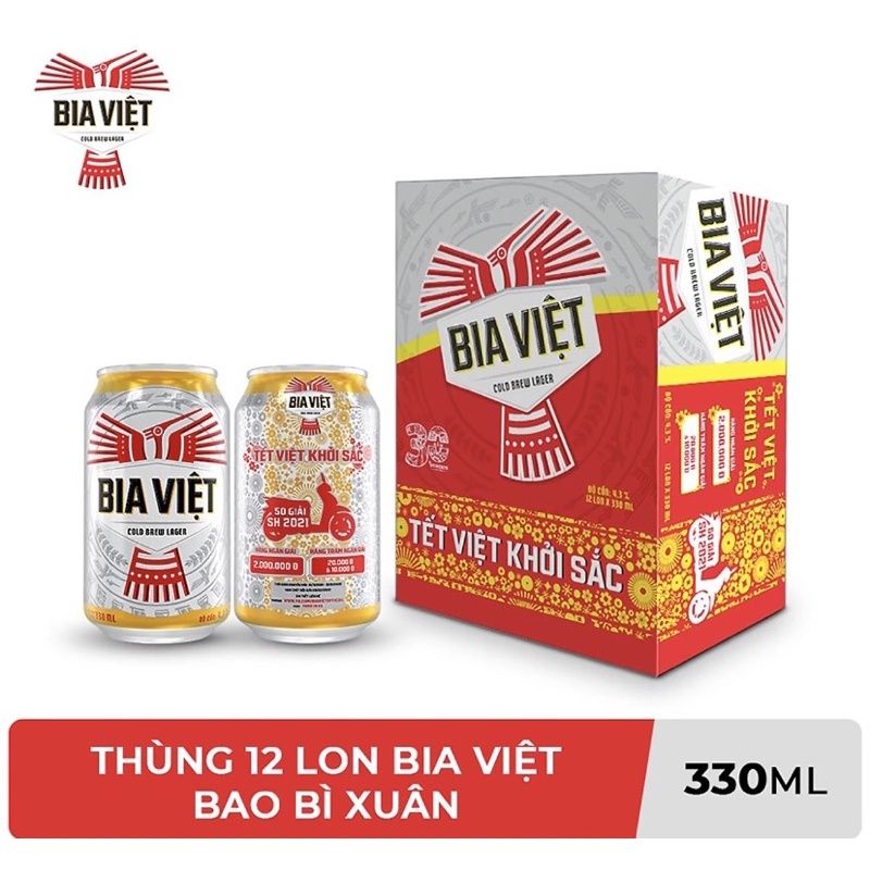 Thùng 12lon Bia Việt 330ml_ Heineken Việt Nam Sản Xuất