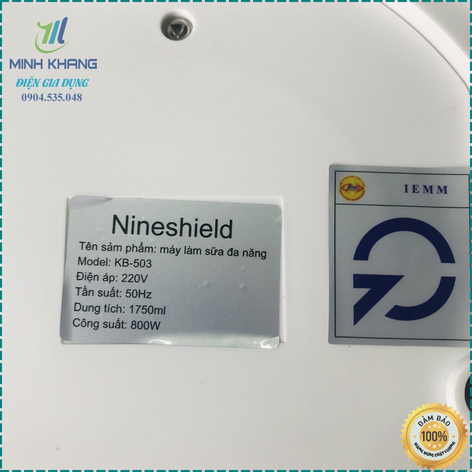 Máy làm sữa đậu nành máy xay nấu làm sữa hạt 8 trong 1 NineShield KB 503 Bảo hành 12 Tháng Tiến Việt Hàng Công Ty
