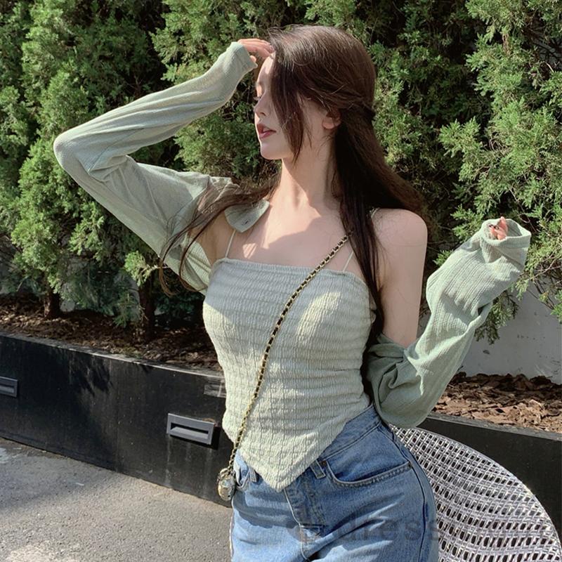 Áo croptop không tay họa tiết houndstooth gợi cảm thời trang dành cho nữ