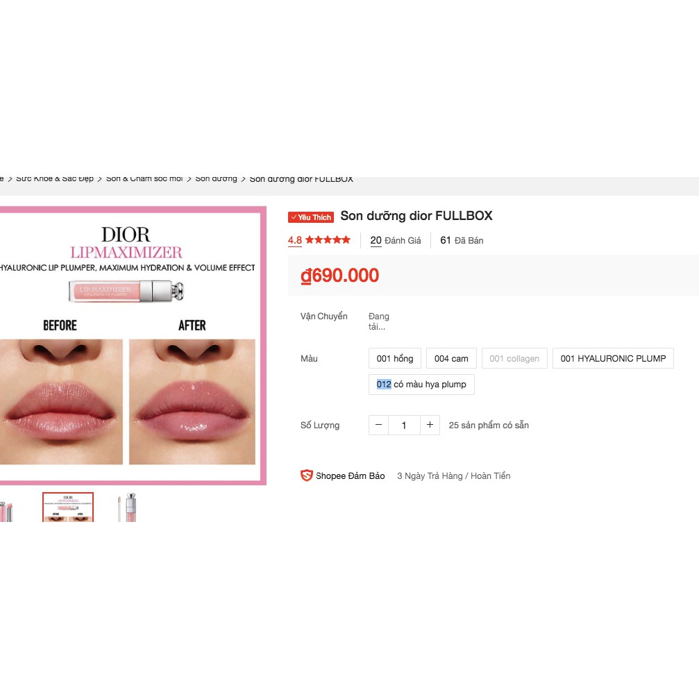 Son dưỡng Dior fullbox