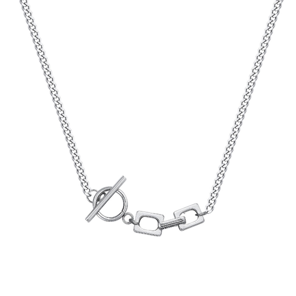 Vòng cổ kim loại mặt hình vuông phong cách hip hop đường phố