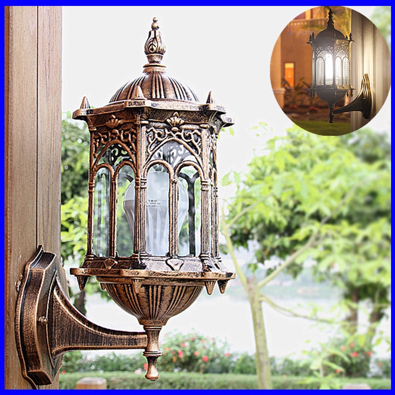 Đèn tường treo cổ điển Đèn LED Đèn treo tường Lối đi ngoài trời sân vườn kính đèn đường Đèn sân vườn chống thấm Nguồn cung cấp ánh sáng