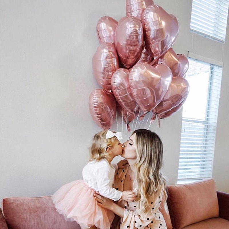 5 Bong Bóng Nhôm Hình Trái Tim 18&quot; Dùng Cho Trang Trí Tiệc Cưới, Sinh Nhật