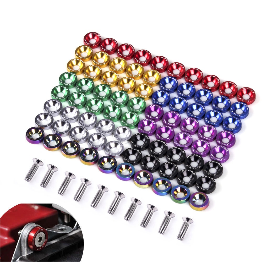 Set đinh vít lục giác M6 bằng nhôm gắn tấm chắn bùn ô tô nhiều màu lựa chọn