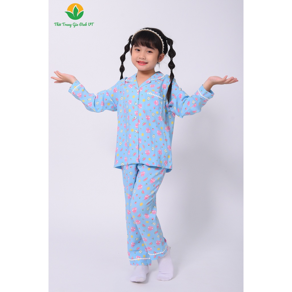 Bộ đồ pijama bé gái thu đông việt thắng, quần dài, áo dài tay, chất lanh - ảnh sản phẩm 6