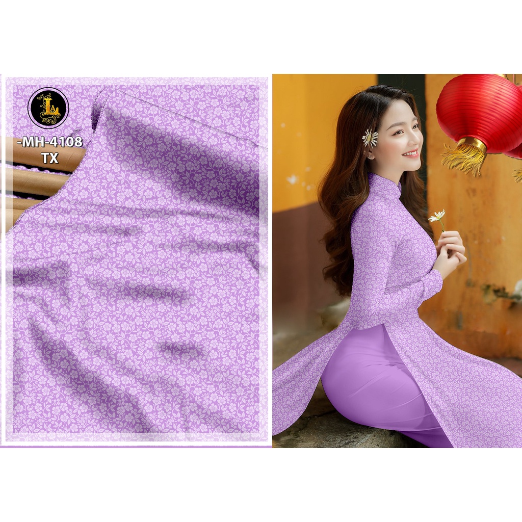 Vải áo dài hoa nhí , chất lụa ban mai co giãn nhẹ 4 chiều, mềm, mịn, mát, rũ tà, dày dặn che khuyết điểm tốt.