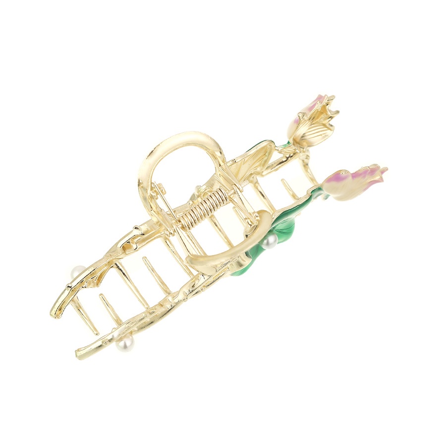 Kẹp Tóc Hình Lá Sen Đính Hạt Giả Ngọc Trai