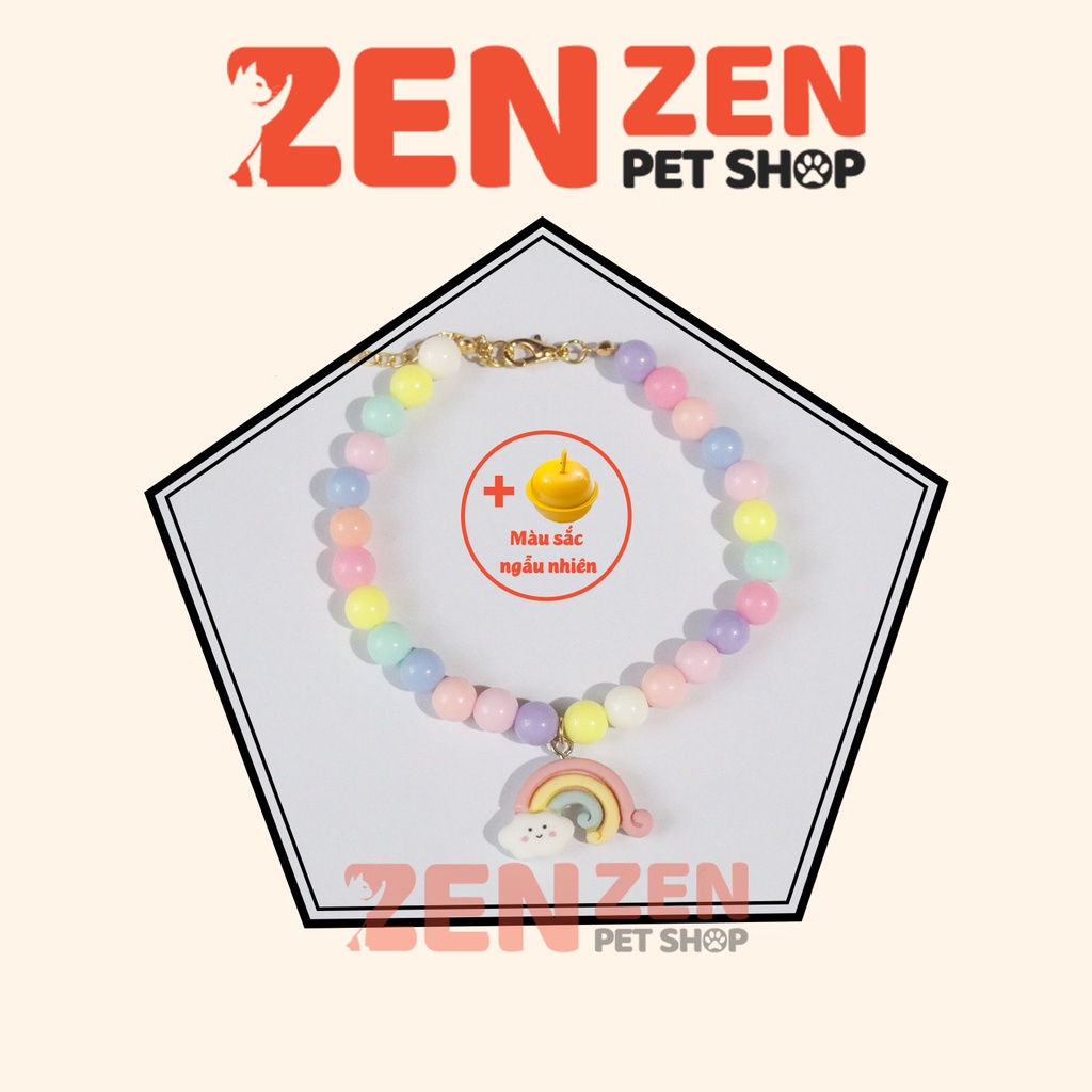 Vòng cổ cho chó mèo - Hạt chuỗi màu Pastel có Charm siêu dễ thương - tặng kèm chuông - Zen Zen Pet Shop