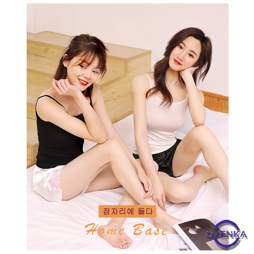 Áo 2 dây đẹp croptop chất cotton lụa mịn mát 2 màu đen trắng size m l OZENKA AD 212 | BigBuy360 - bigbuy360.vn