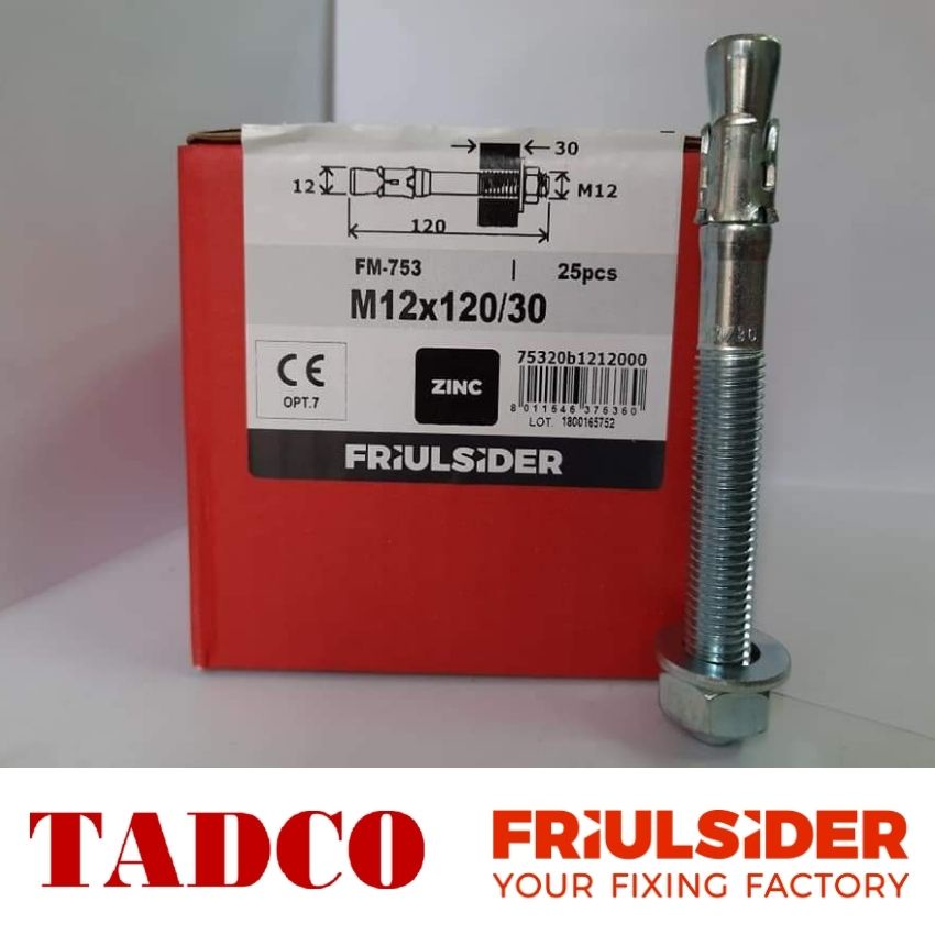 Bulong tắc kê nở sắt mạ kẽm Ý cao cấp - FM753 Friluisider - tắc kê sắt thép chịu tải cao