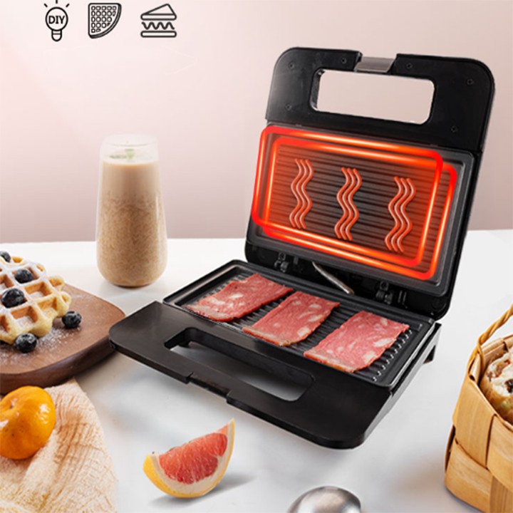 Máy Nướng Bánh Hotdog Sandwich Tại Nhà, Máy Làm Bánh Sokany 750W