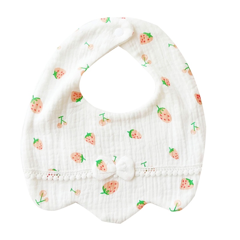 Yếm Ăn Chất Liệu Cotton Họa Tiết Dâu Tây / Cherry Hoạt Hình Dễ Thương Cho Bé Sơ Sinh