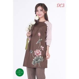 [Mã DC3] Áo dài pháp phục - Áo dài đi chùa tay phối Nâu sen to
