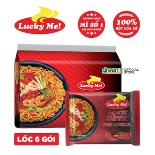 Lốc 6 gói mì xào Pancit Canton hương vị cay Lucky Me 60g