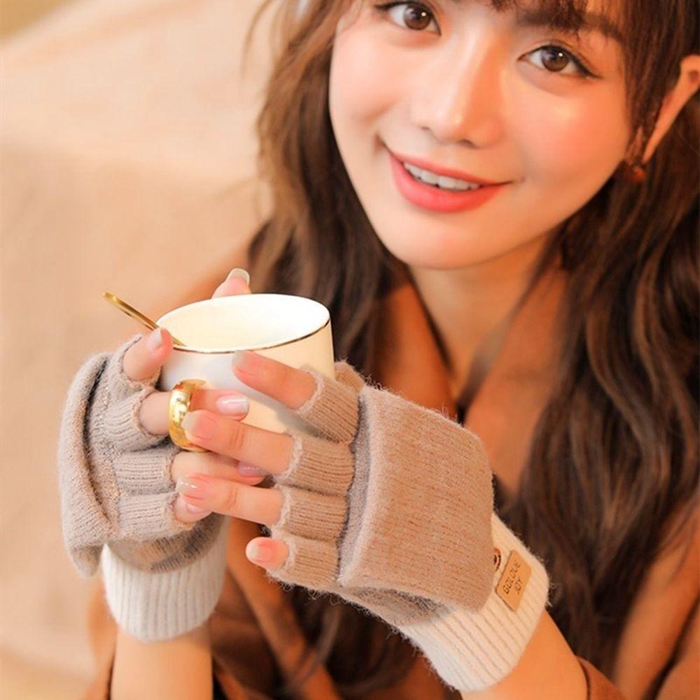 Đôi găng tay MKEB len nhung hở ngón giữ ấm thời trang thu đông dễ thương cho nữ