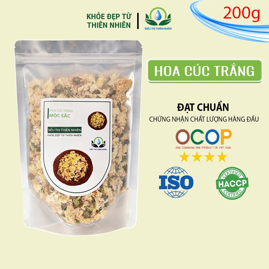 Trà hoa cúc trắng Mộc Sắc 200g, bạch cúc khô sấy lạnh thải độc gan của Siêu thị thiên nhiên