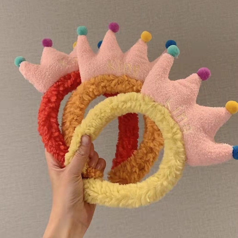 Băng Đô Cài Tóc Hình Vương Miện Phủ Lông Phong Cách Nhật Bản Thời Trang Cho Nữ