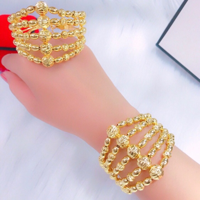 Vòng tay kiểu bi 5 hàng dát vàng 18k cao cấp