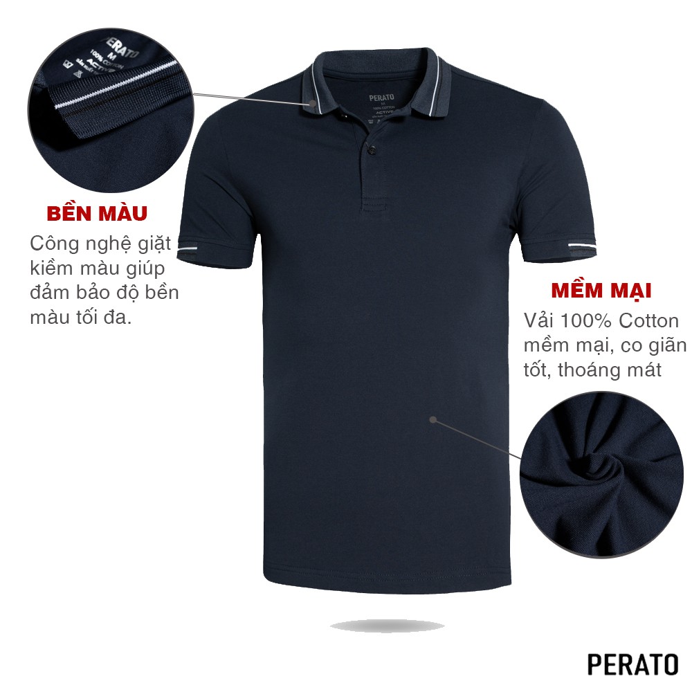 [MUA 2 GIẢM 40K] Áo Polo Nam PERATO (5 Màu), Chất Liệu Cotton Mềm Mại, Co Giãn Thoải Mái, Thấm Hút Tốt | BigBuy360 - bigbuy360.vn