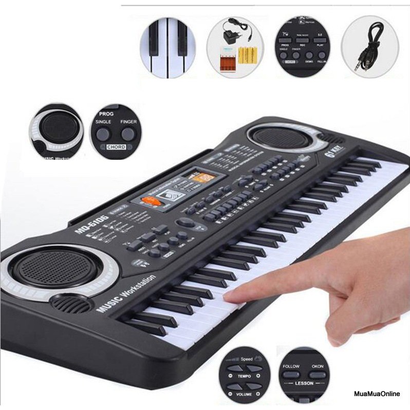 Đồ Chơi Đàn Piano 61 Phím + Tặng Kèm Sạc Và Mic Cho Bé Hàng Cao Cấp