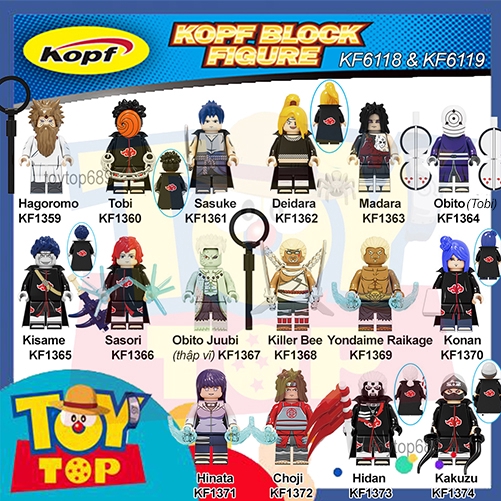 [Một con] Non - lego Naruto ninja Minifigures các mẫu Akatsuki , Sasuke, làng lá Konoha, làng mây .v..v. KF6118 KF6119