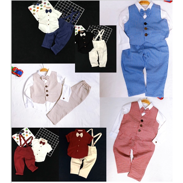 Bộ set vest dài gile yếm công tử bé trai đầy tháng thôi nôi cho bé từ 5-14 kg
