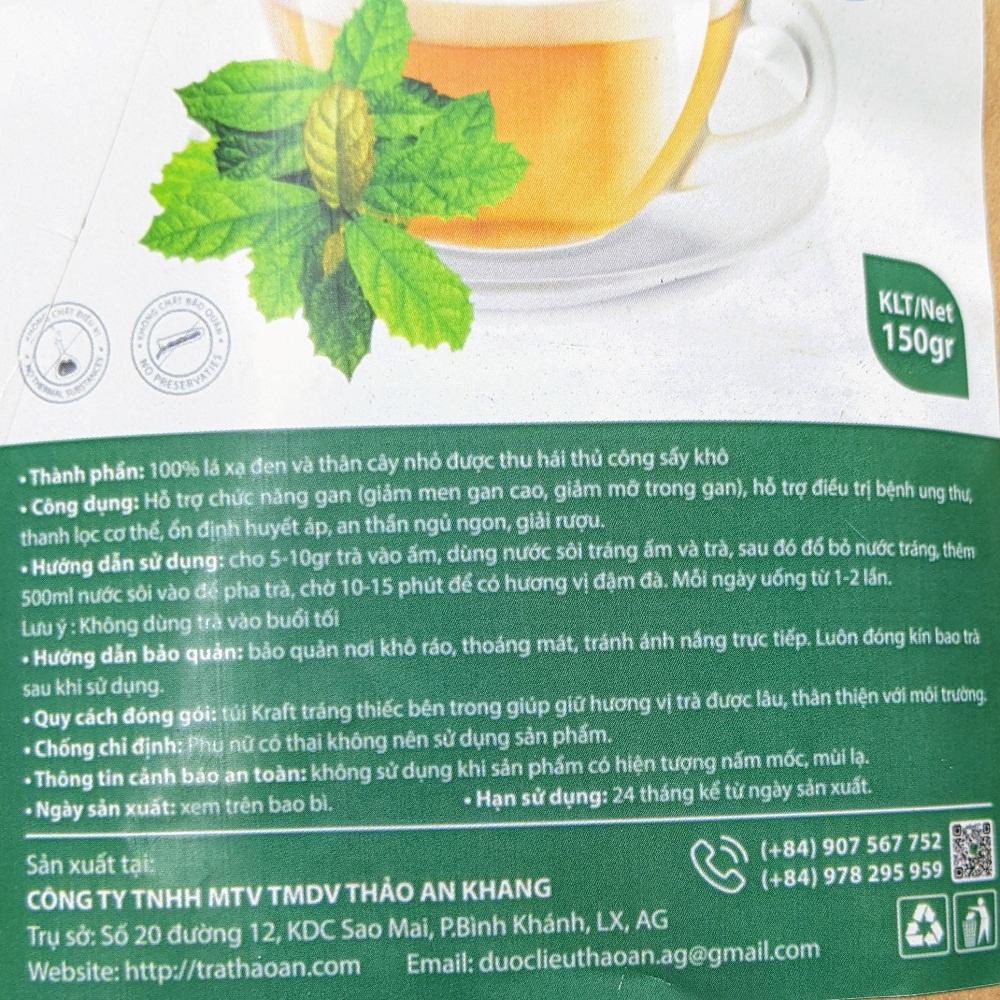 Trà Xạ Đen lá và thân sấy khô hiệu Thảo An túi 150Gram  - HSD 24 tháng