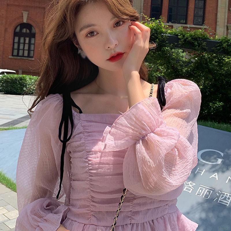 Áo Voan Hoa Trễ Vai Phong Cách Hàn Quốc Xinh Xắn Cho Nữ | BigBuy360 - bigbuy360.vn