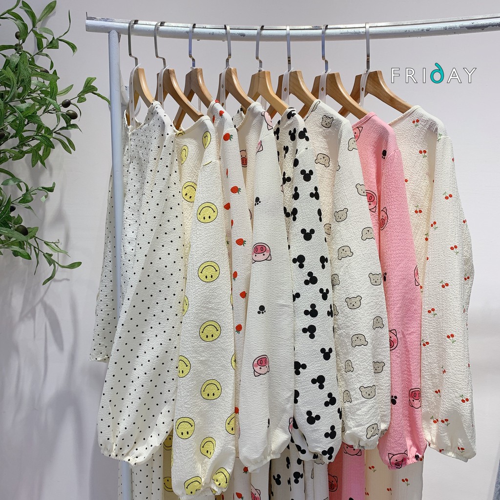 Bộ đồ ngủ chất đũi nhăn dáng dài nhiều hoạ tiết Friday | BigBuy360 - bigbuy360.vn