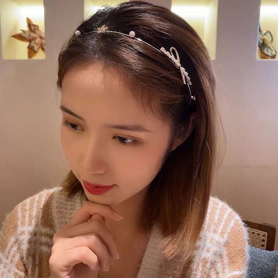 Băng Đô Cài Tóc Bằng Hợp Kim Đính Đá Và Ngọc Trai Dễ Thương