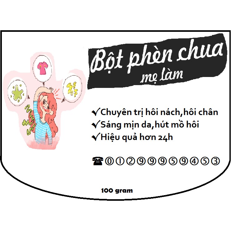 Bột phèn chua nhà làm trị hôi nách, hôi chân 100gr