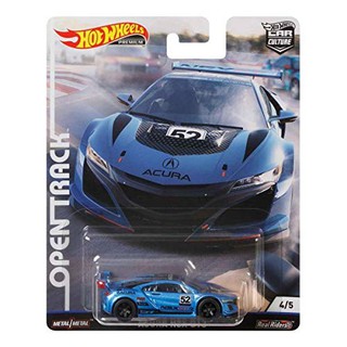 Xe ô tô mô hình tỉ lệ 1:64 Hot Wheels bánh cao su Open Track Acura NSX GT3 4/5 ( màu xanh )