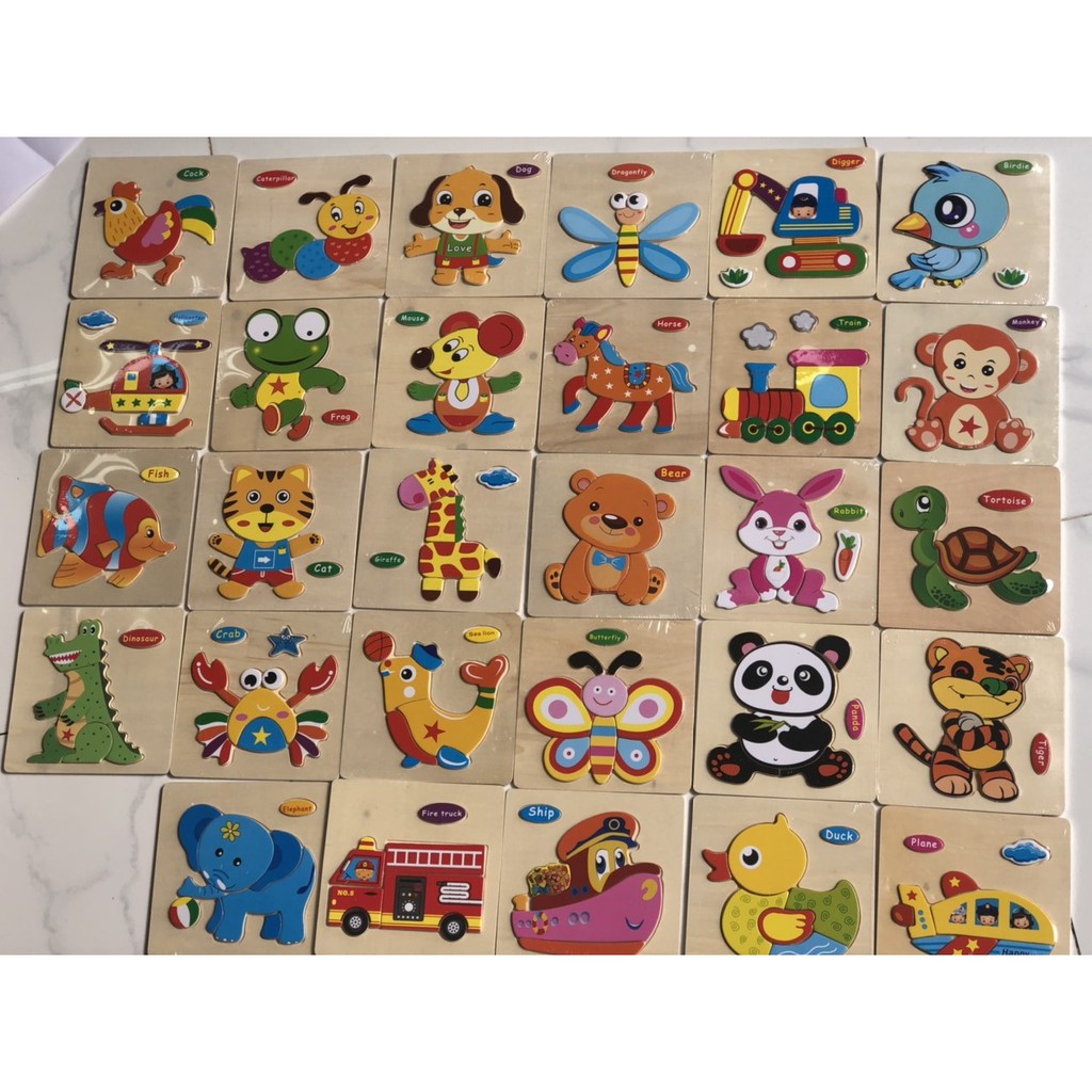 Tranh Ghép Hình Gỗ Nổi, Xếp Hình 3D, Nhiều Hình Ngộ Nghĩnh, Đáng Yêu, An Toàn Cho Bé từ 1 đến 3t