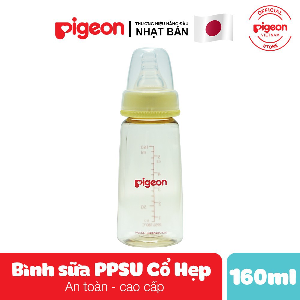 [CHÍNH HÃNG] Bình sữa cổ hẹp PPSU Pigeon 160ml - 240ml